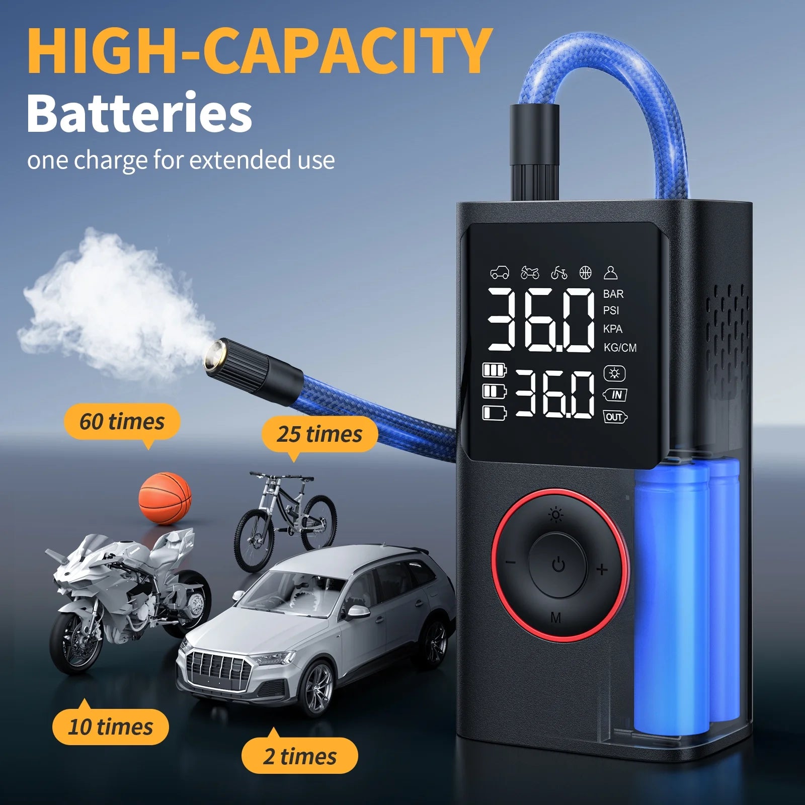 Cordless Tire Inflator Portable Air Compressor - Air Pump for Car Tires 150 Psi