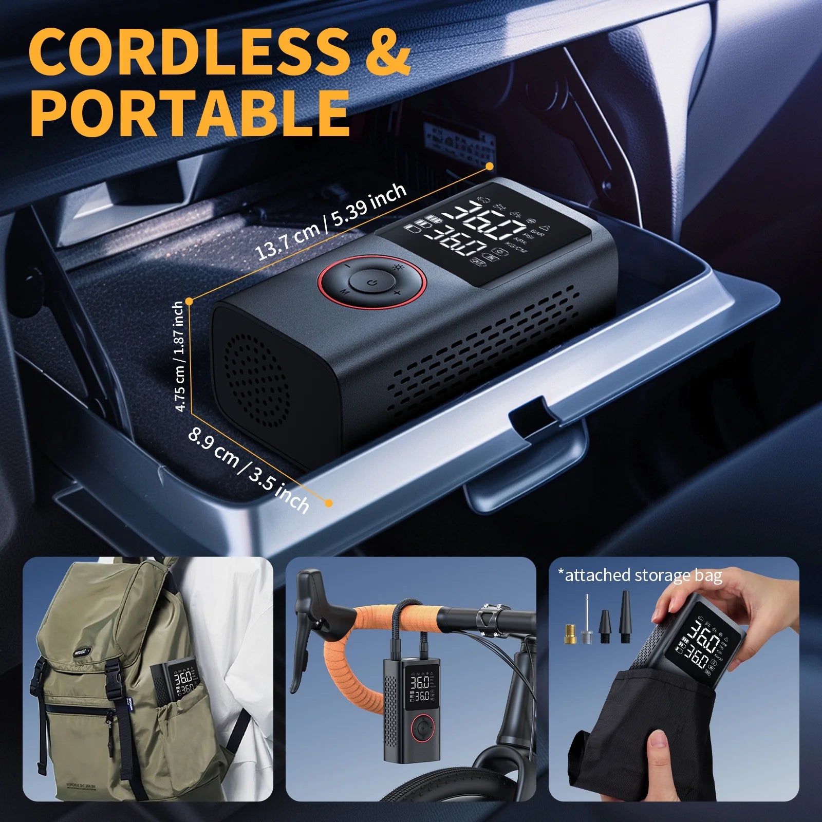 Cordless Tire Inflator Portable Air Compressor - Air Pump for Car Tires 150 Psi